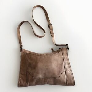 Frye Melissa Leather Crossbody Bag Brown Distressed Boho Minimal Purse